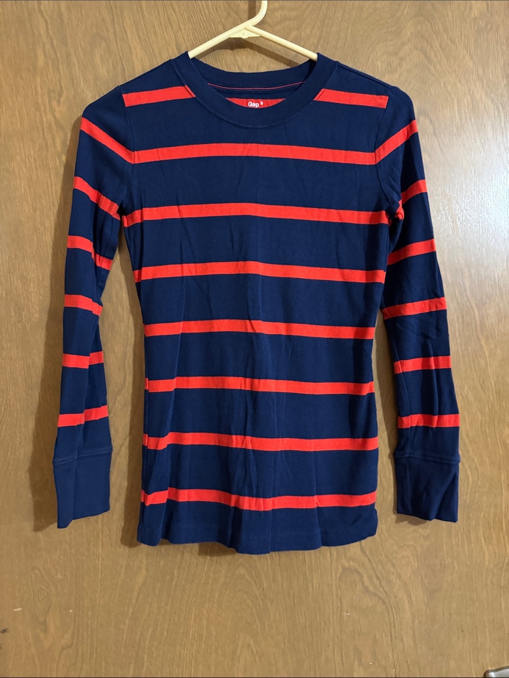 GAP Navy and Red Striped Long Sleeve Shirt